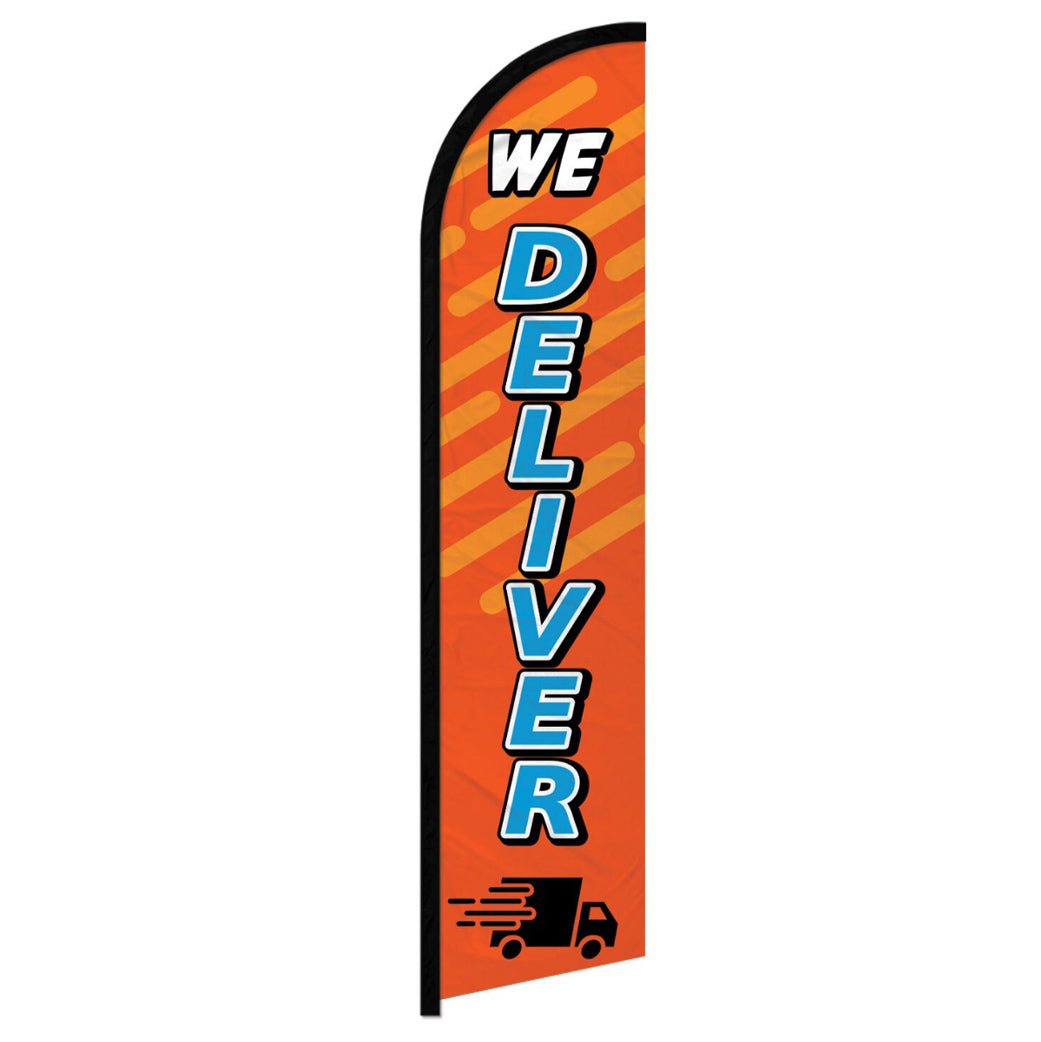 We Deliver (Orange & Blue) Windless Banner Flag - Flags Importer