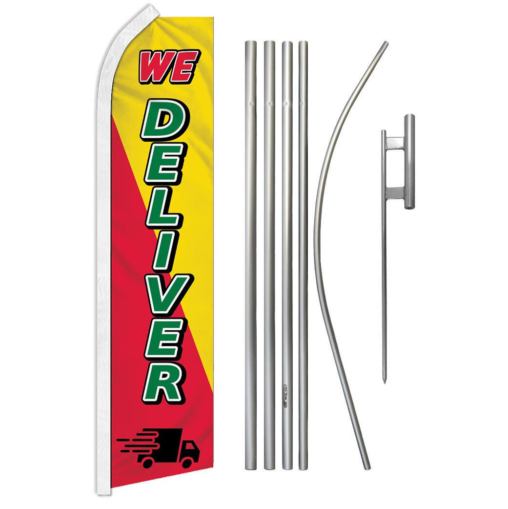 We Deliver (Red & Yellow) Super Flag & Pole Kit - Flags Importer