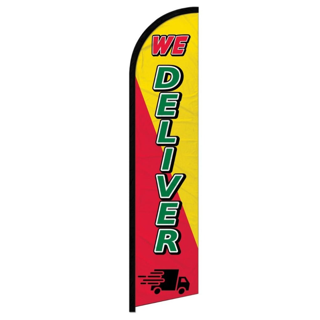 We Deliver (Red & Yellow) Windless Banner Flag - Flags Importer