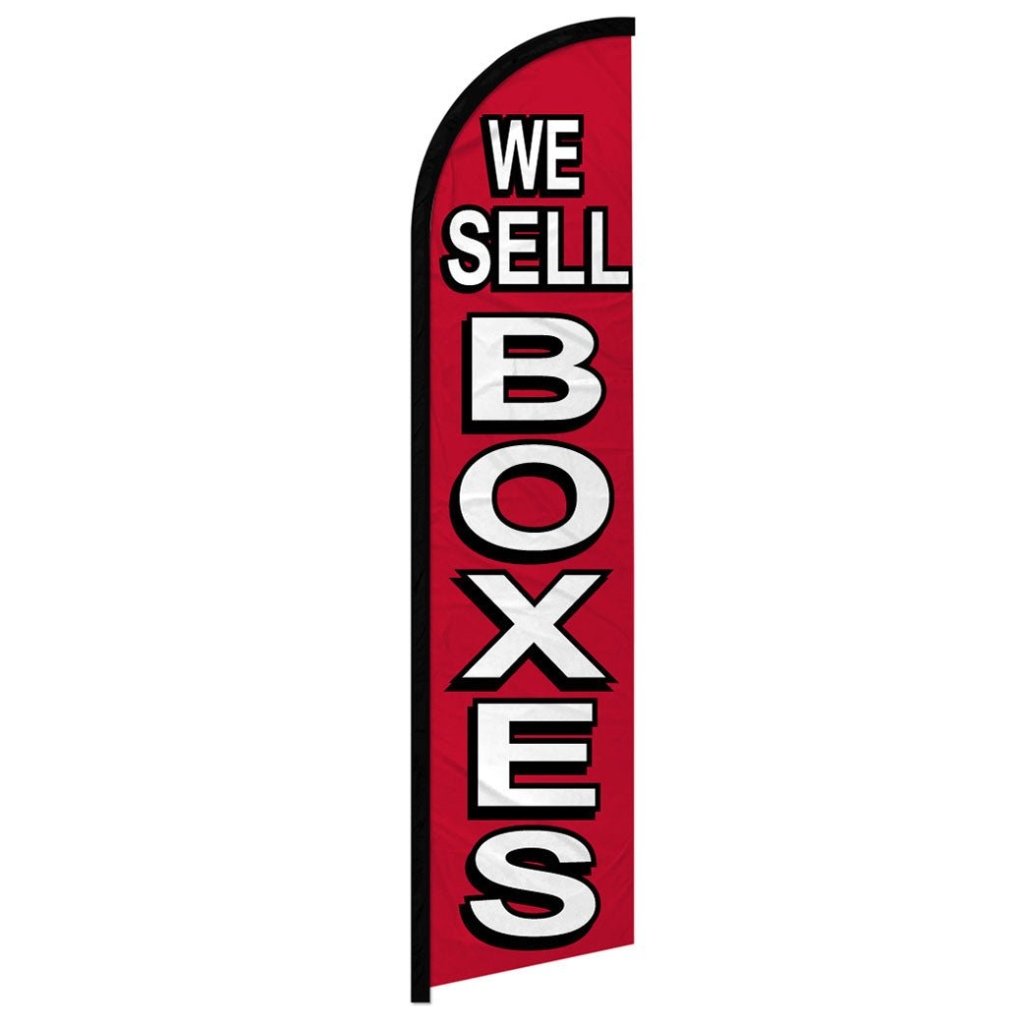 We Sell Boxes (Red) Windless Banner Flag - Flags Importer