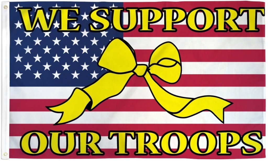 We Support Our Troops (USA Ribbon) Flag 3x5ft Poly - Flags Importer