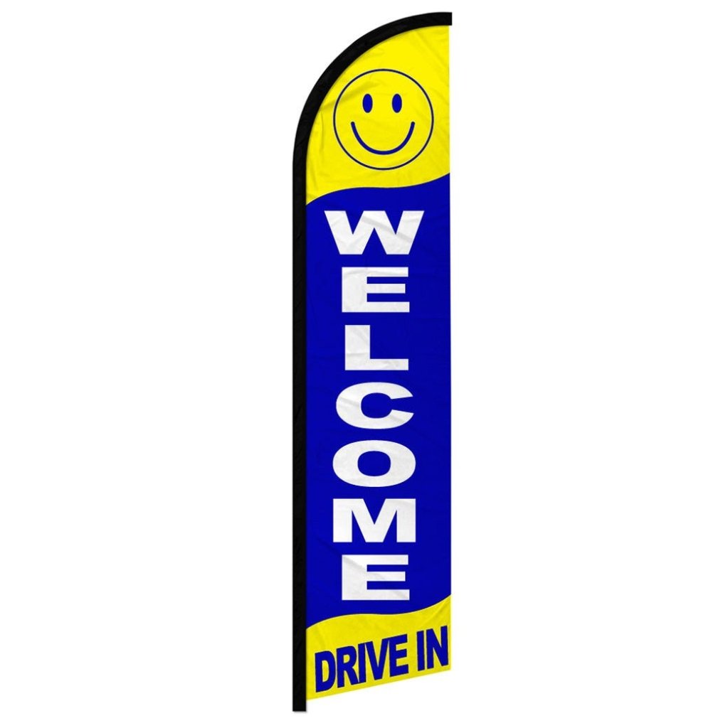 Welcome Drive In Windless Banner Flag - Flags Importer