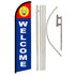 Welcome (Happy Face) Windless Banner Flag & Pole Kit - Flags Importer