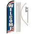 Welcome (Patriotic) Windless Banner Flag & Pole Kit - Flags Importer