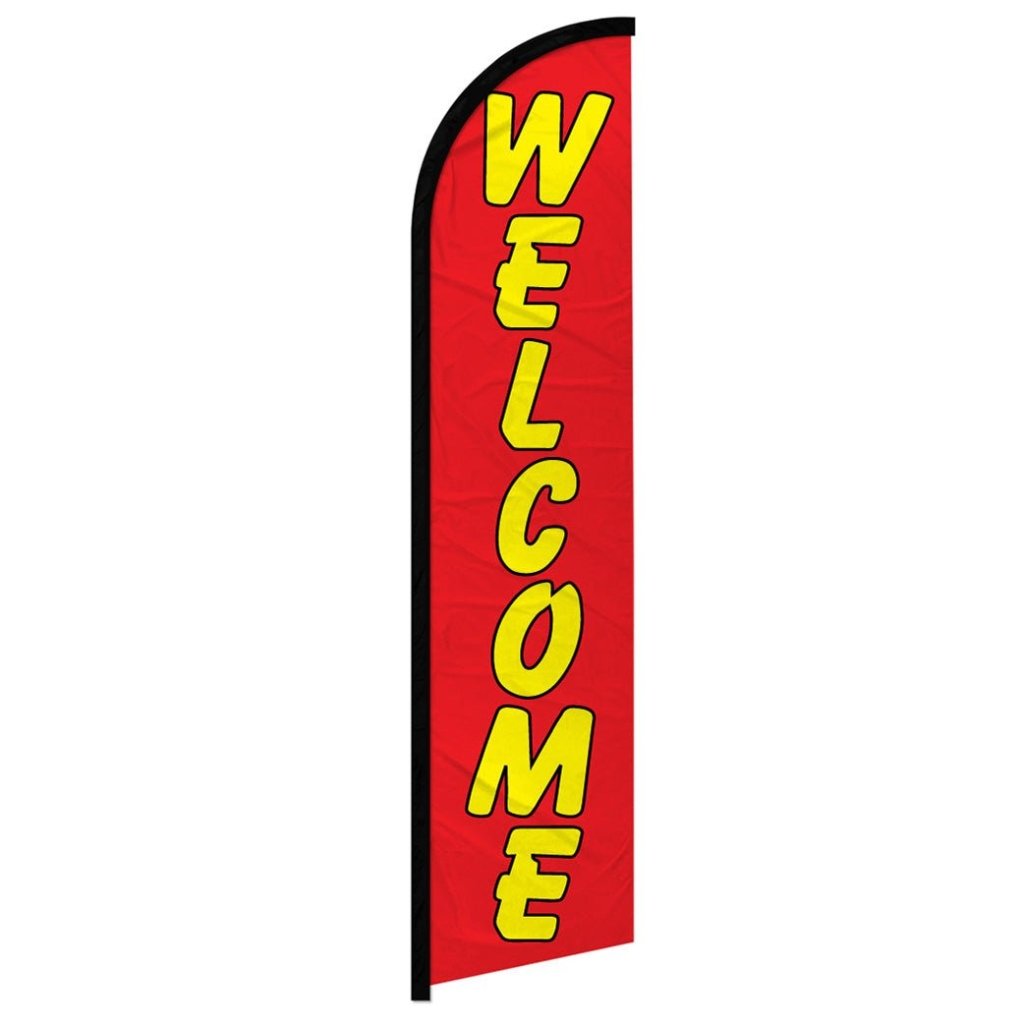 Welcome (Red & Yellow) Windless Banner Flag - Flags Importer