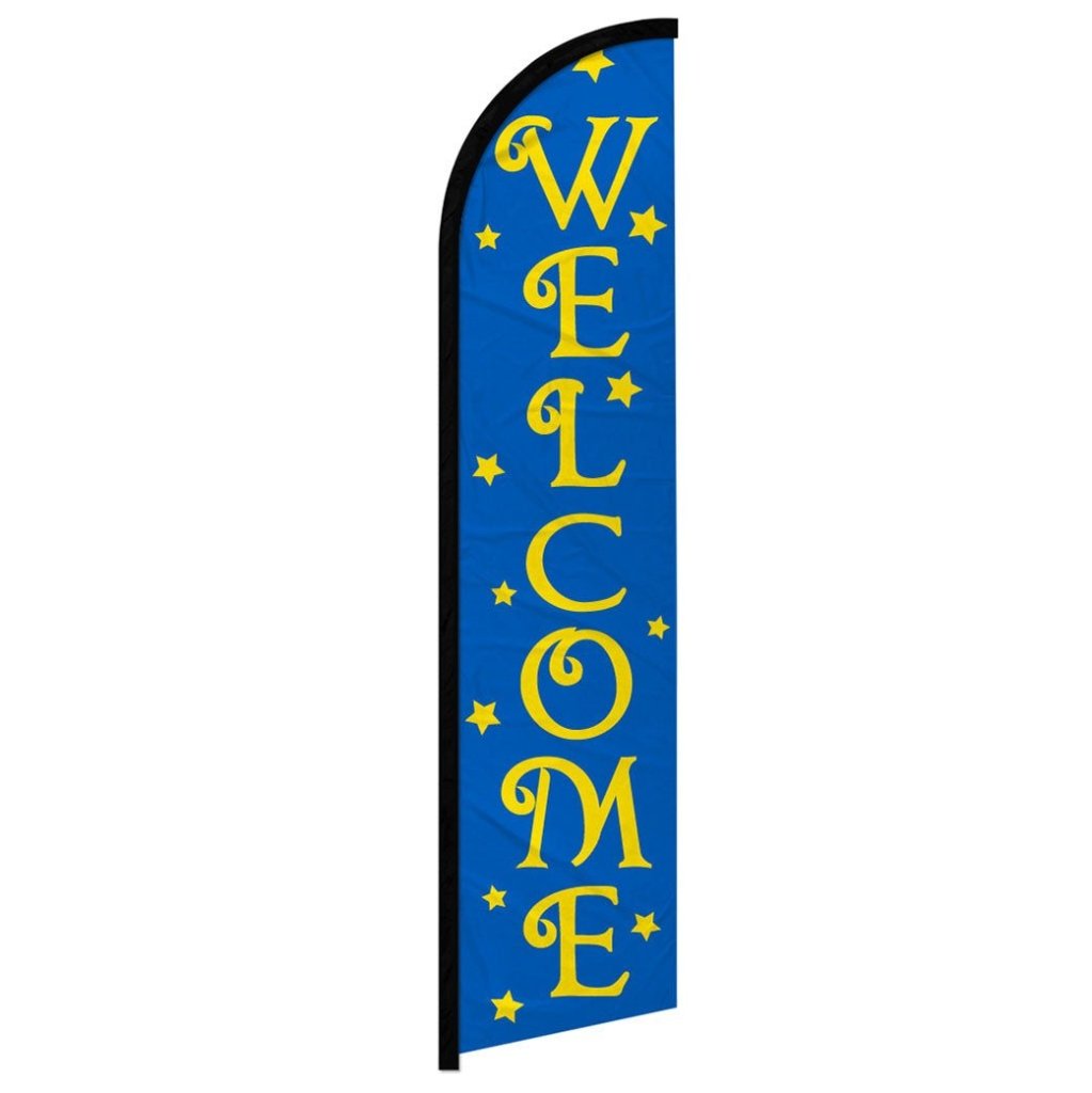 Welcome (Stars Blue) Windless Banner Flag - Flags Importer