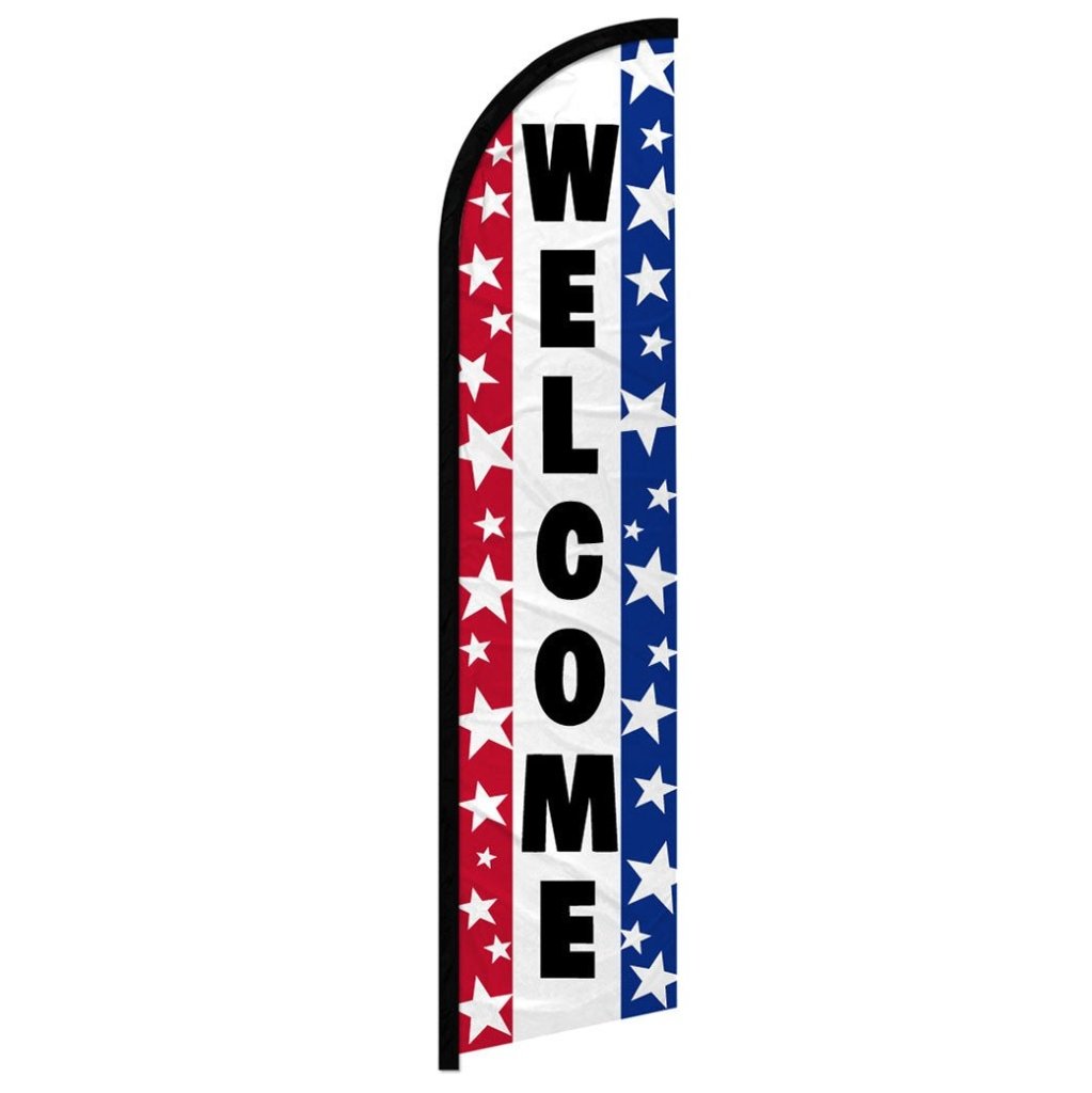 Welcome (Stars RWB) Windless Banner Flag - Flags Importer