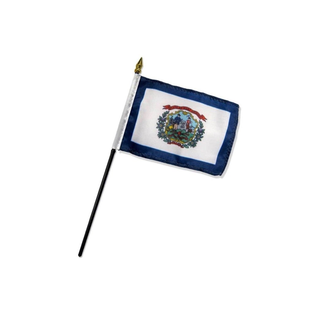 West Virginia 4x6in Stick Flag - Flags Importer