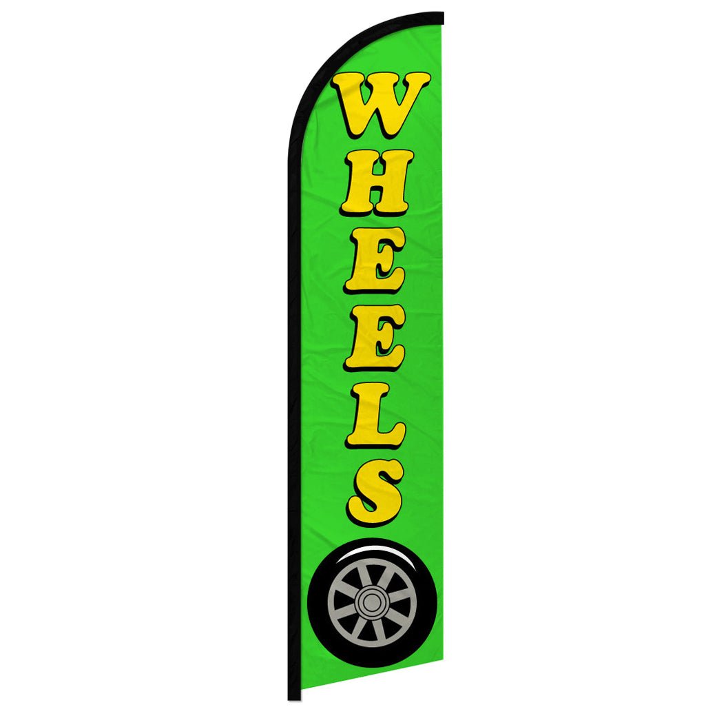 Wheels (Green) Windless Banner Flag - Flags Importer