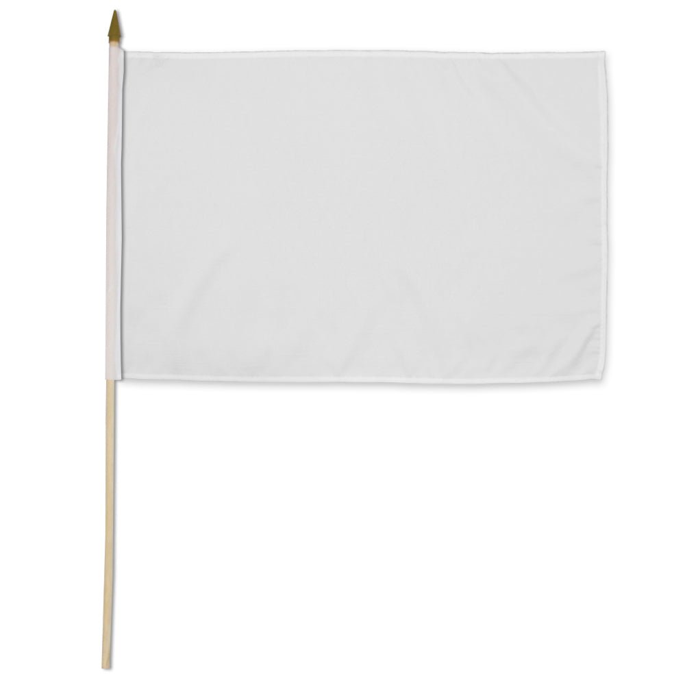 White Solid Color 12x18in Stick Flag - Flags Importer