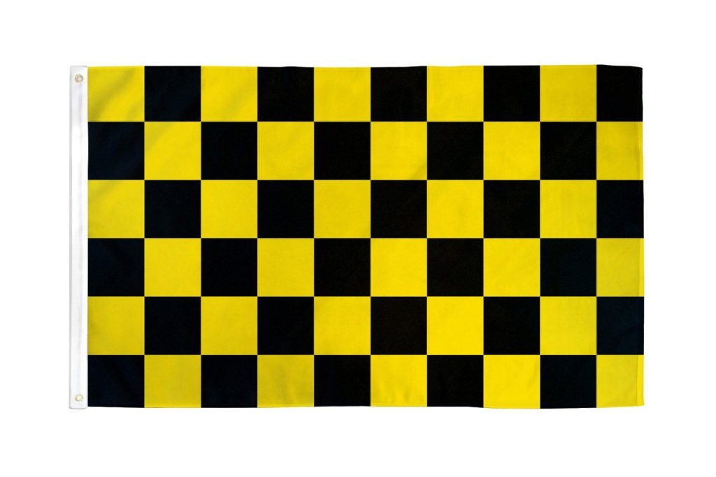 Yellow & Black Checkered Flag 2x3ft Poly - Flags Importer