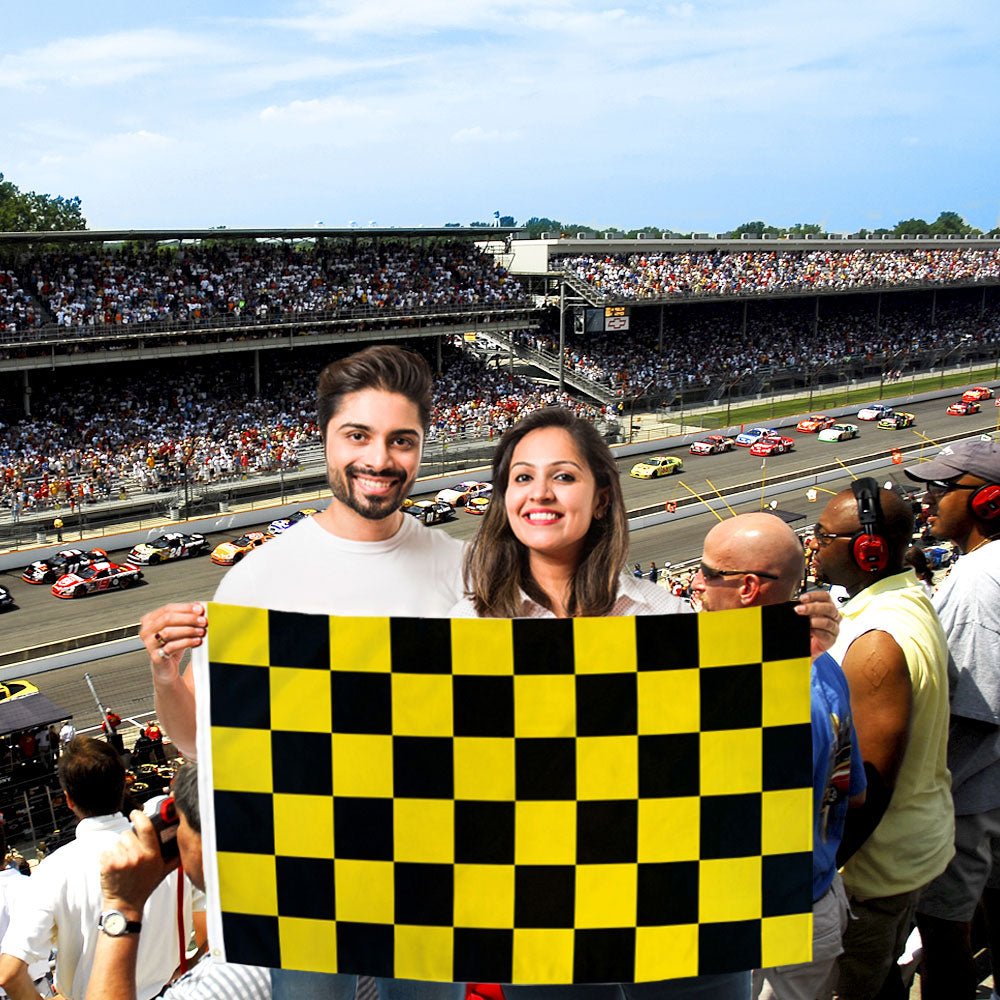 Yellow & Black Checkered Flag 2x3ft Poly - Flags Importer