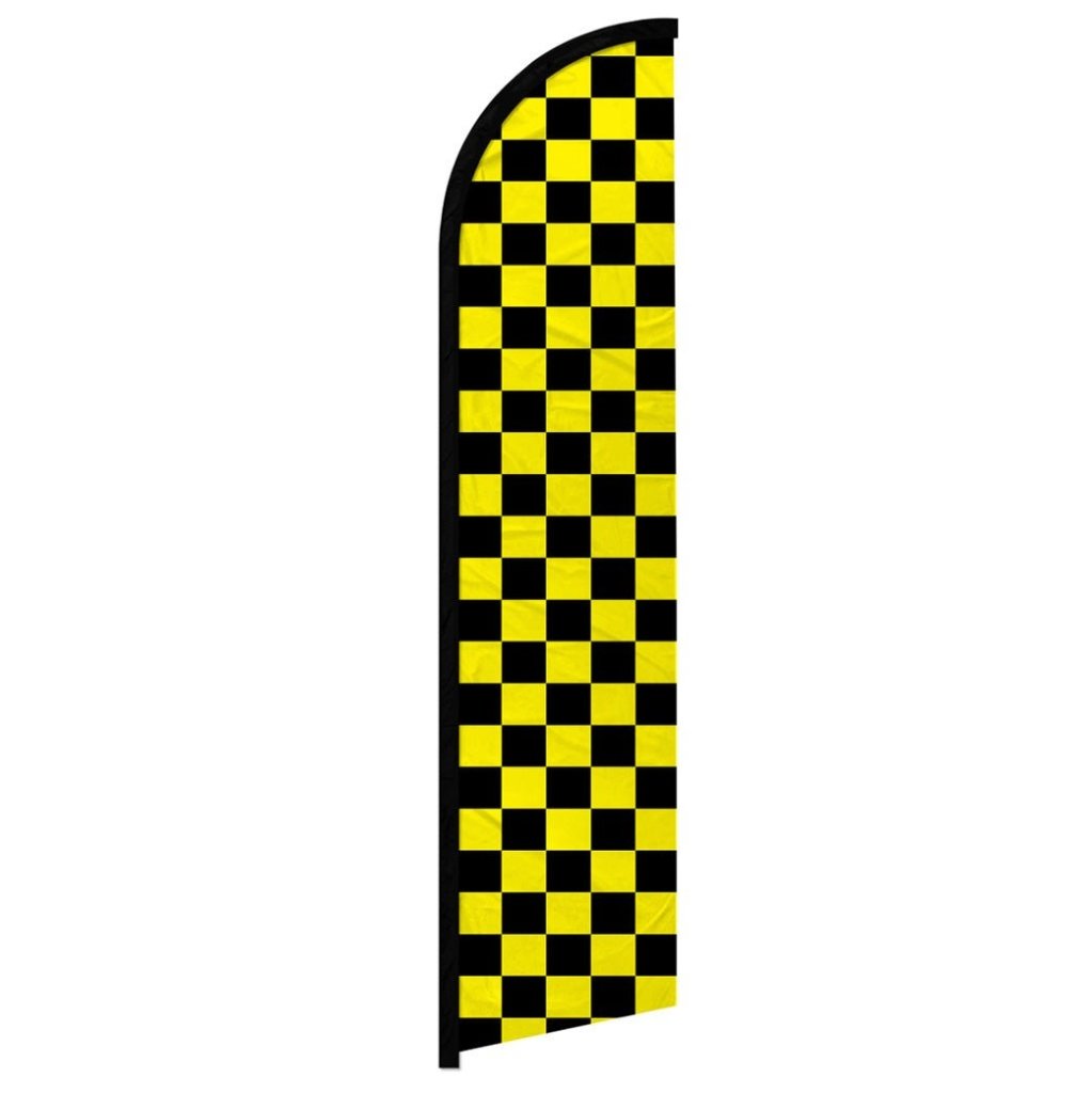 Yellow & Black Checkered Windless Banner Flag - Flags Importer