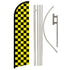 Yellow & Black Checkered Windless Banner Flag & Pole Kit - Flags Importer