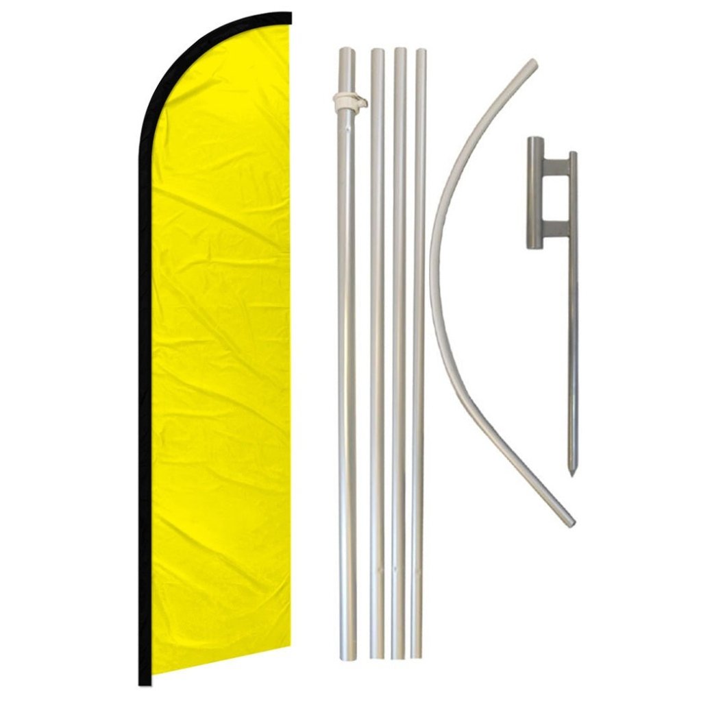 Yellow Solid Color Windless Banner Flag & Pole Kit - Flags Importer