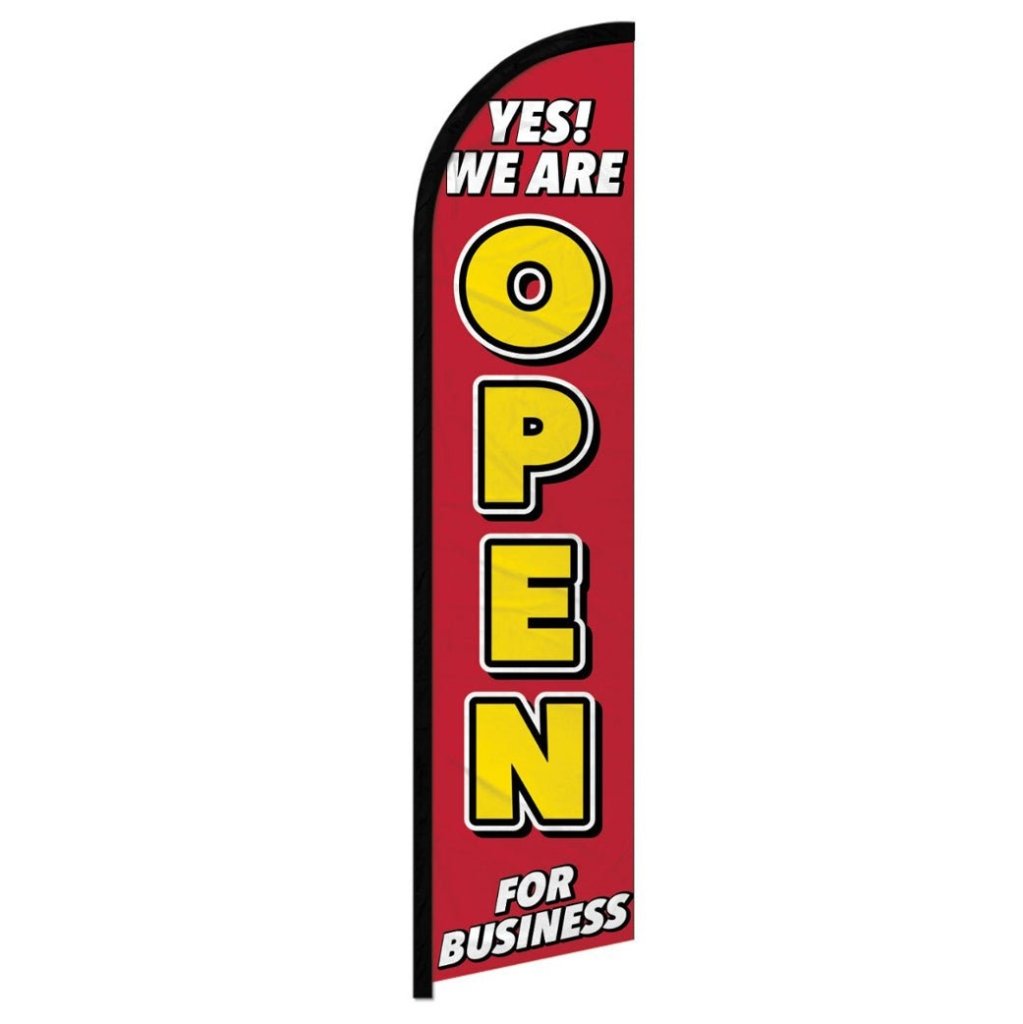 Yes! We Are Open Windless Banner Flag - Flags Importer