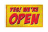 Yes! We're Open (Red) Flag 3x5ft Poly - Flags Importer