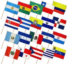 12x18in Set of 20 Latin American Stick Flags | Flags Importer ...