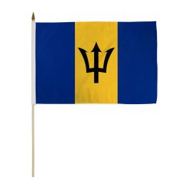 Barbados 12x18in Stick Flag | Flags Importer | International Hand Held Flag