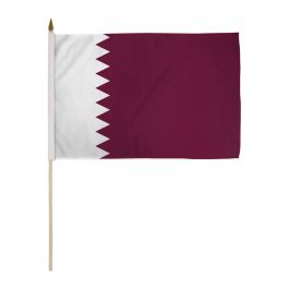 Qatar 12x18in Stick Flag | Flags Importer | International Hand Held Flag