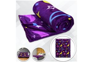 Moon & Stars (Purple) Soft Plush 50x60in Blanket