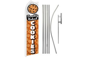 Fresh Baked Cookies Superknit Polyester Swooper Flag Size 11.5ft by 2.5ft & 6-Piece Pole & Ground Spike