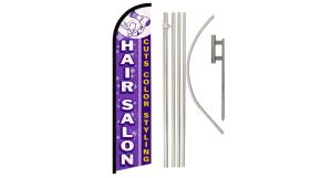 Hair Salon (Purple) Windless Banner Flag & Pole Kit
