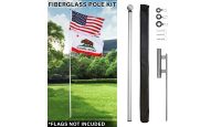 Flag pole kit with the ground spike ball top 3 rings and 3 pins