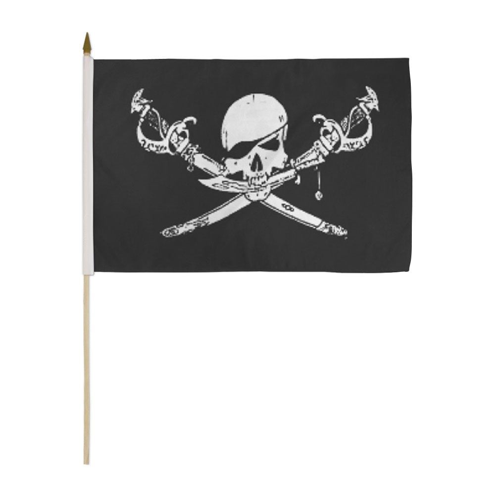 Brethren of the Coast Pirate 12x18in Stick Flag | Flags Importer | Jolly Roger
